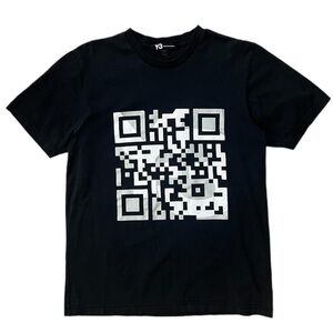Y-3 (Y3) Yohji Yamamoto QR Code Logo Tee in Organic Cotton - Black